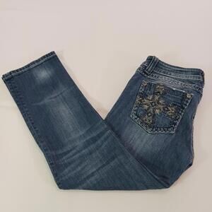 Miss Me JE5159EP Easy Capri Women's Blue Cotton Blend Jeans Size 28 (30×26)
